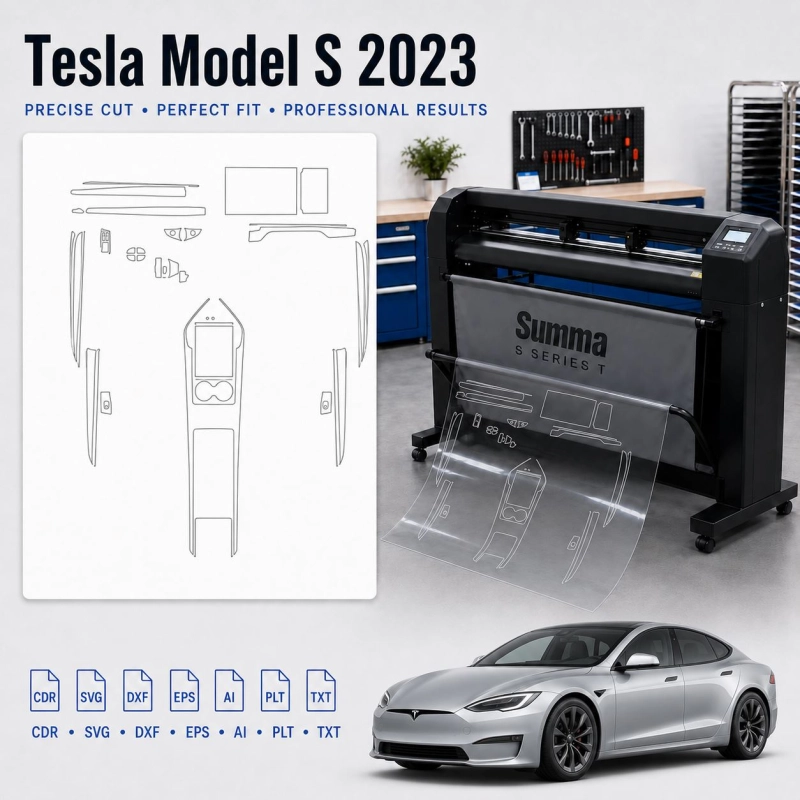 Šablóna rezu interiéru Tesla Model S 2023 pre PPF a fóliu
