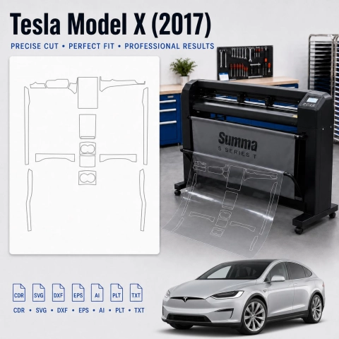 Šablóna rezu interiéru Tesla Model X 2017 pre PPF a fóliu