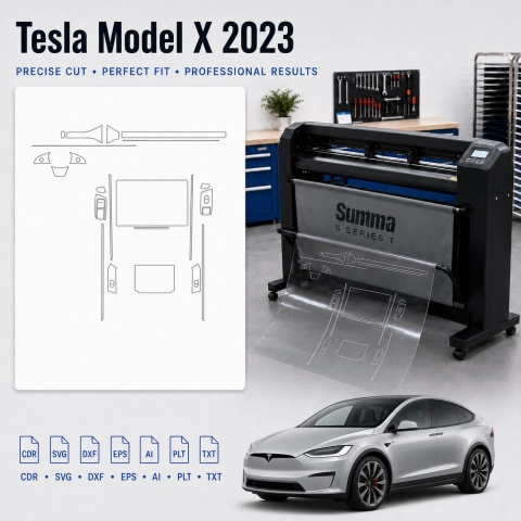 Šablóna rezu interiéru Tesla Model X 2023 pre PPF a fóliu