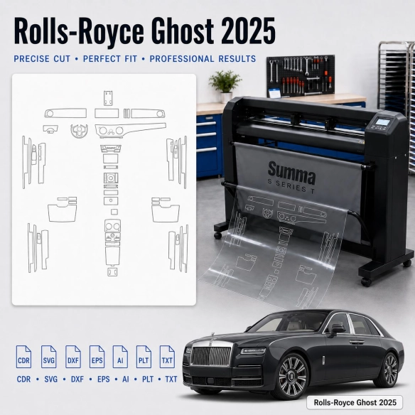 Šablóna rezu interiéru Rolls-Royce Ghost 2025 pre PPF a fóliu