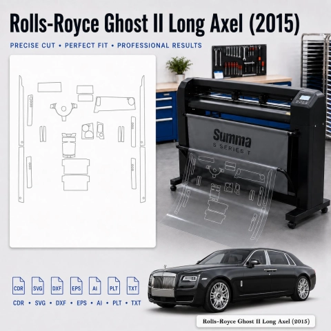 Šablóna rezu interiéru Rolls-Royce Ghost II Long Axle 2015 pre PPF a fóliu