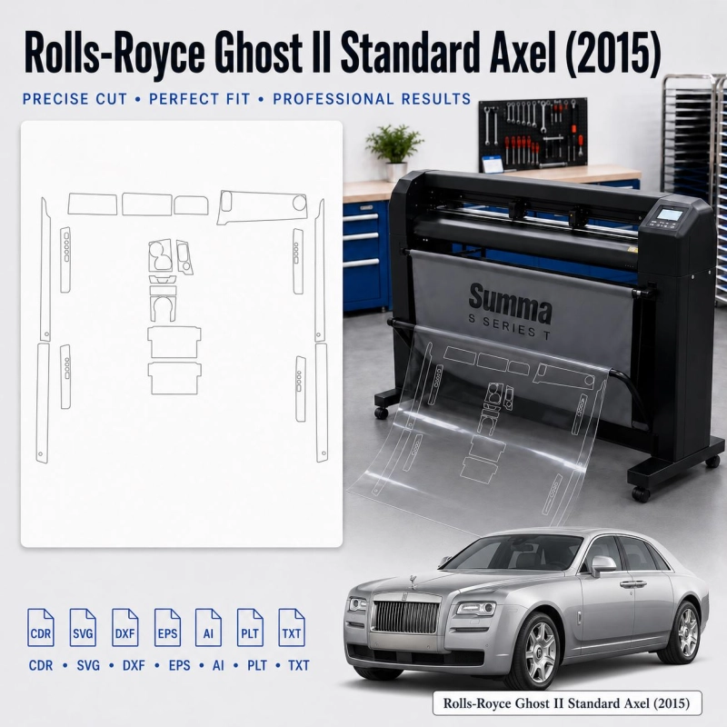 Šablóna rezu interiéru Rolls-Royce Ghost II Standard Axle 2015 pre PPF a fóliu
