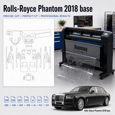 Šablóna rezu interiéru Rolls-Royce Phantom 2018 Base pre PPF a fóliu