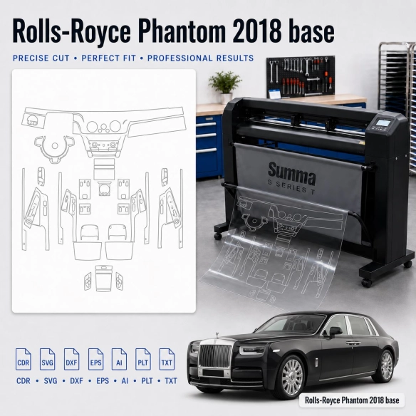 Šablóna rezu interiéru Rolls-Royce Phantom 2018 Base pre PPF a fóliu