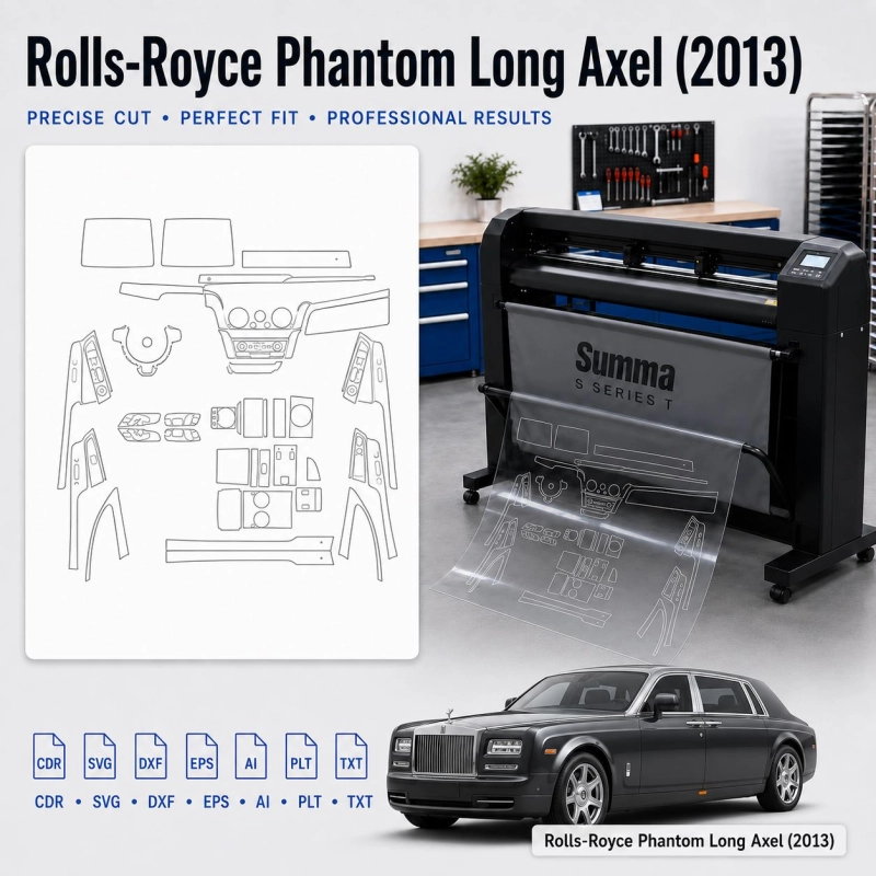 Šablóna rezu interiéru Rolls-Royce Phantom Long Axle 2013 pre PPF a fóliu