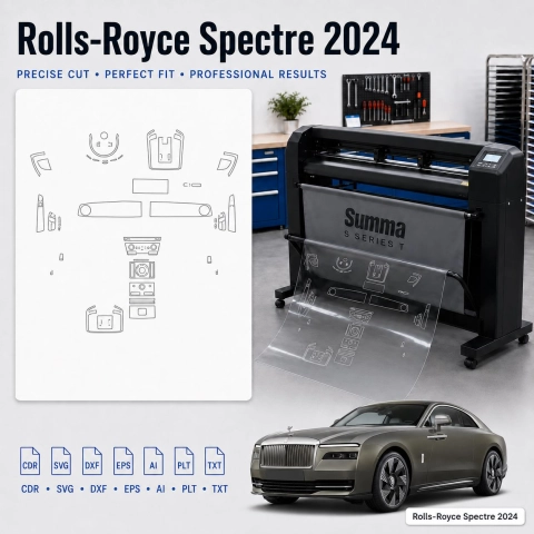 Šablóna rezu interiéru Rolls-Royce Spectre 2024 pre PPF a fóliu