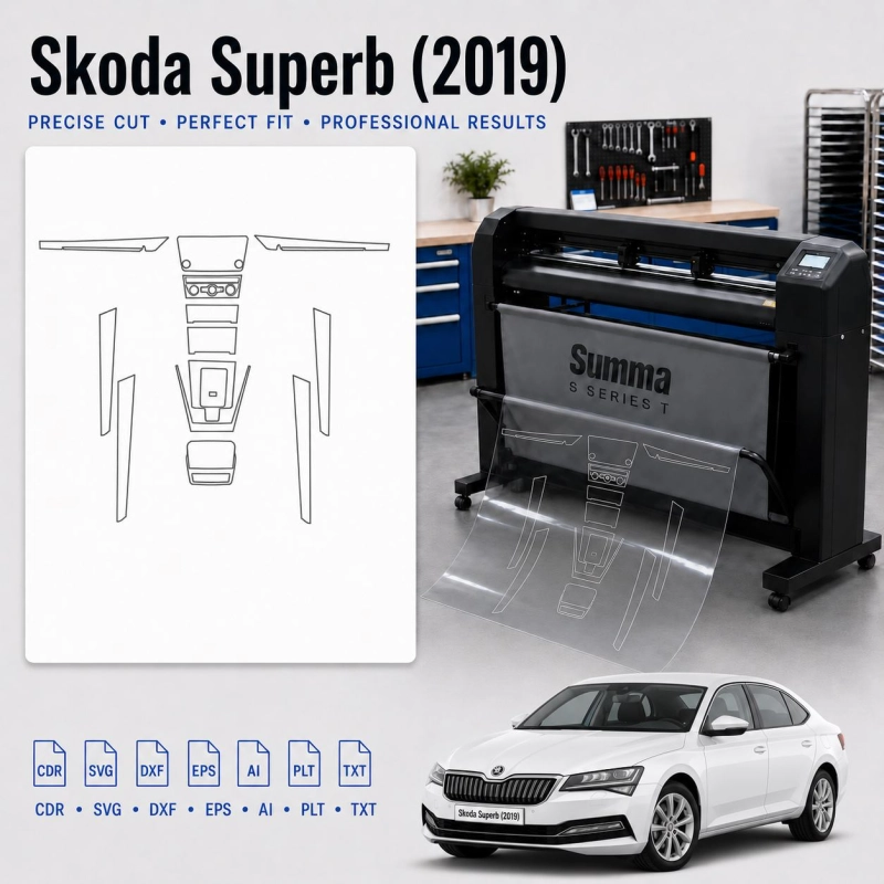 Šablóna rezu interiéru Skoda Superb 2019 pre PPF a fóliu