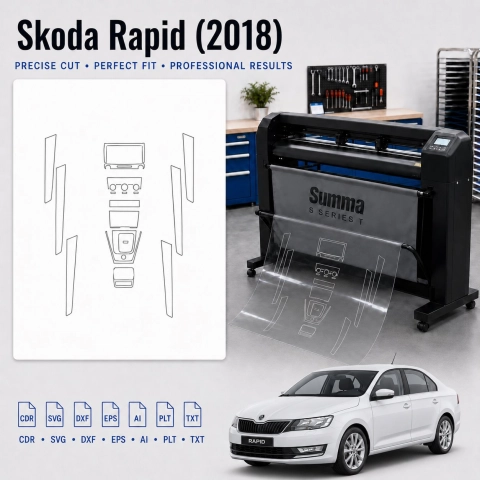 Šablóna rezu interiéru Skoda Rapid 2018 pre PPF a fóliu