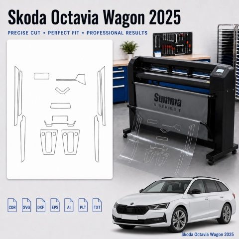 Šablóna rezu interiéru Skoda Octavia Wagon 2025 pre PPF a fóliu