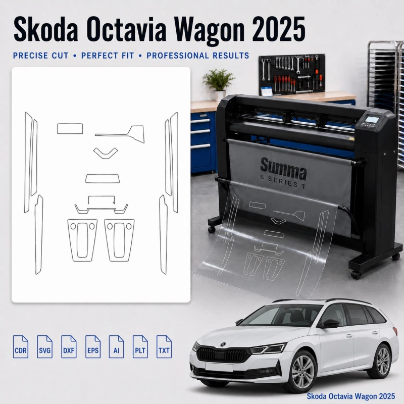 Šablóna rezu interiéru Skoda Octavia Wagon 2025 pre PPF a fóliu