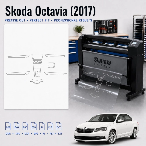 Šablóna rezu interiéru Skoda Octavia 2017 pre PPF a fóliu