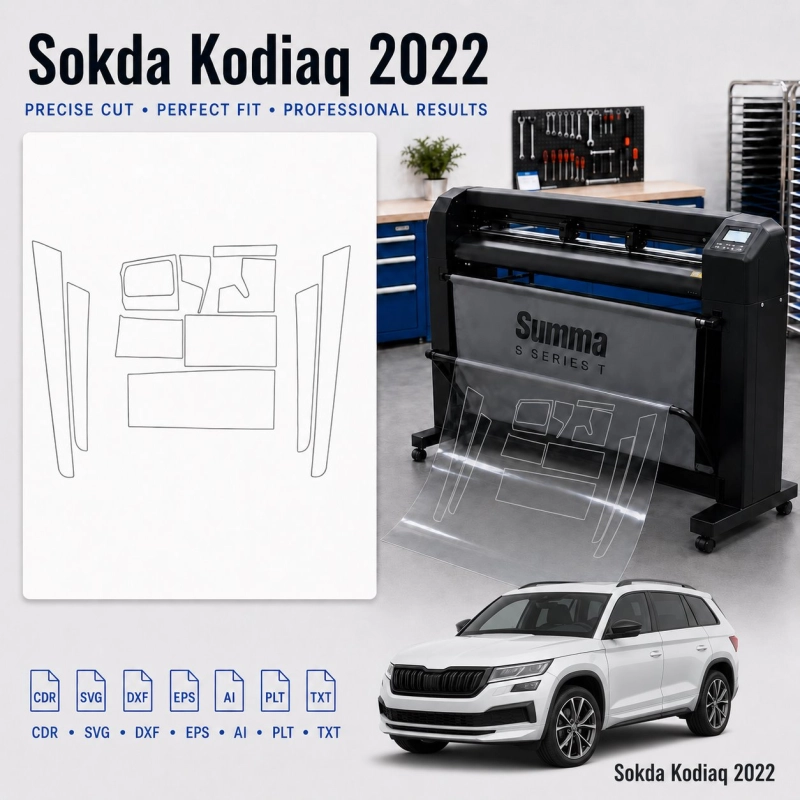 Šablóna rezu interiéru Skoda Kodiaq 2022 pre PPF a fóliu