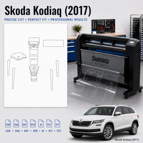 Šablóna rezu interiéru Skoda Kodiaq 2017 pre PPF a fóliu