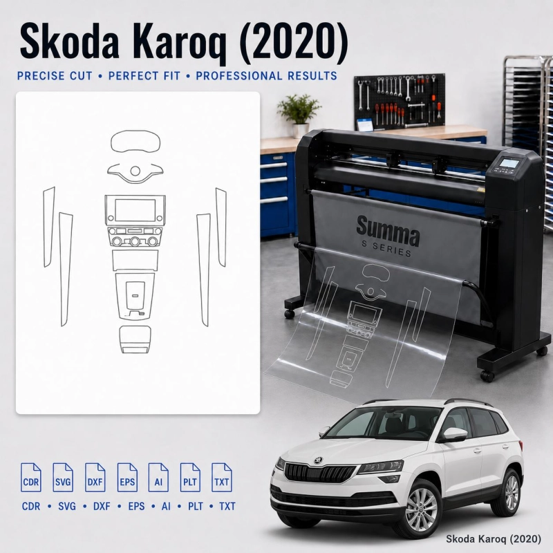 Šablóna rezu interiéru Skoda Karoq 2020 pre PPF a fóliu