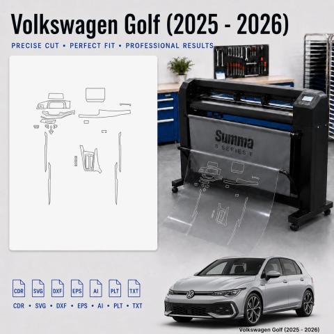 Šablóna rezu interiéru Volkswagen Golf 2025 2026 pre PPF a fóliu