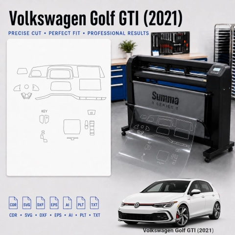 Šablóna rezu interiéru Volkswagen Golf Gti 2021 pre PPF a fóliu