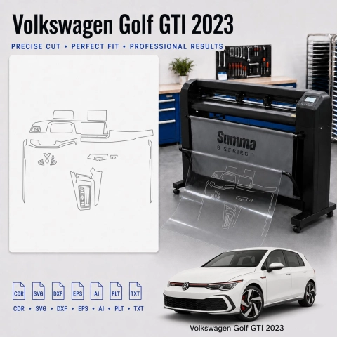 Šablóna rezu interiéru Volkswagen Golf Gti 2023 pre PPF a fóliu