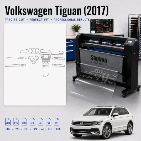 Šablóna rezu interiéru Volkswagen Tiguan 2017 pre PPF a fóliu