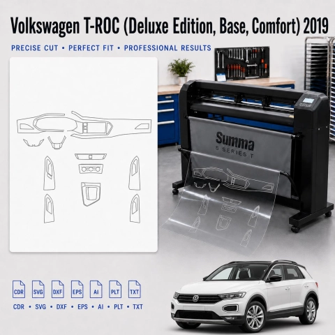 Šablóna rezu interiéru Volkswagen T Roc Deluxe Edition Base Comfort 2019 pre PPF a fóliu