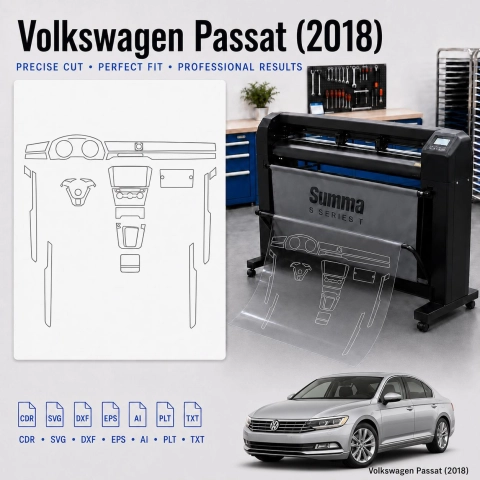 Šablóna rezu interiéru Volkswagen Passat 2018 pre PPF a fóliu