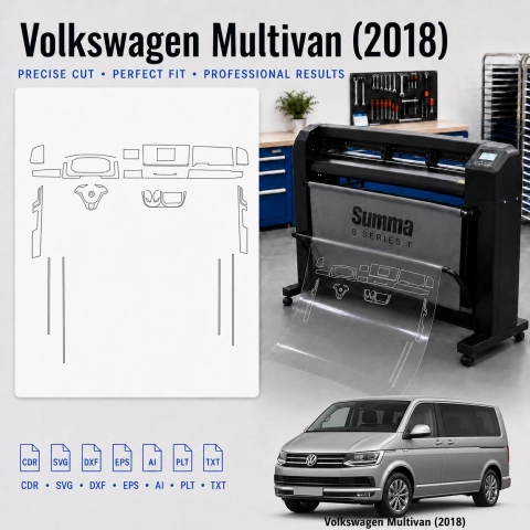 Šablóna rezu interiéru Volkswagen Multivan 2018 pre PPF a fóliu