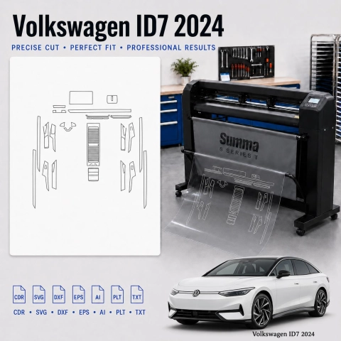 Šablóna rezu interiéru Volkswagen Id7 2024 pre PPF a fóliu