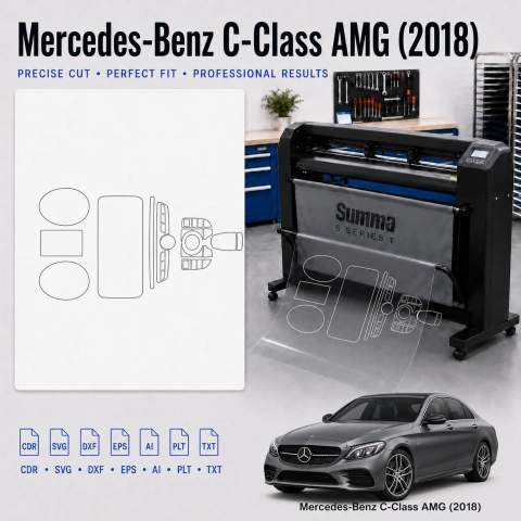 Šablóna rezu interiéru Mercedes Benz C Class Amg 2018 pre PPF a fóliu