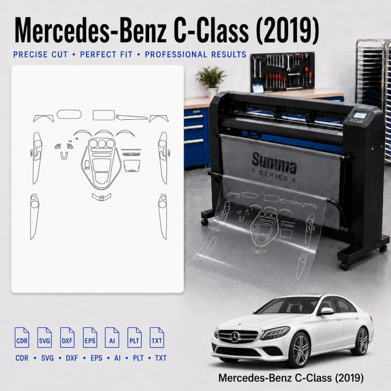 Šablóna rezu interiéru Mercedes Benz C Class 2019 pre PPF a fóliu