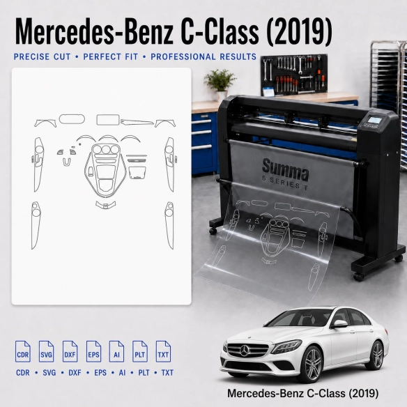Šablóna rezu interiéru Mercedes Benz C Class 2019 pre PPF a fóliu