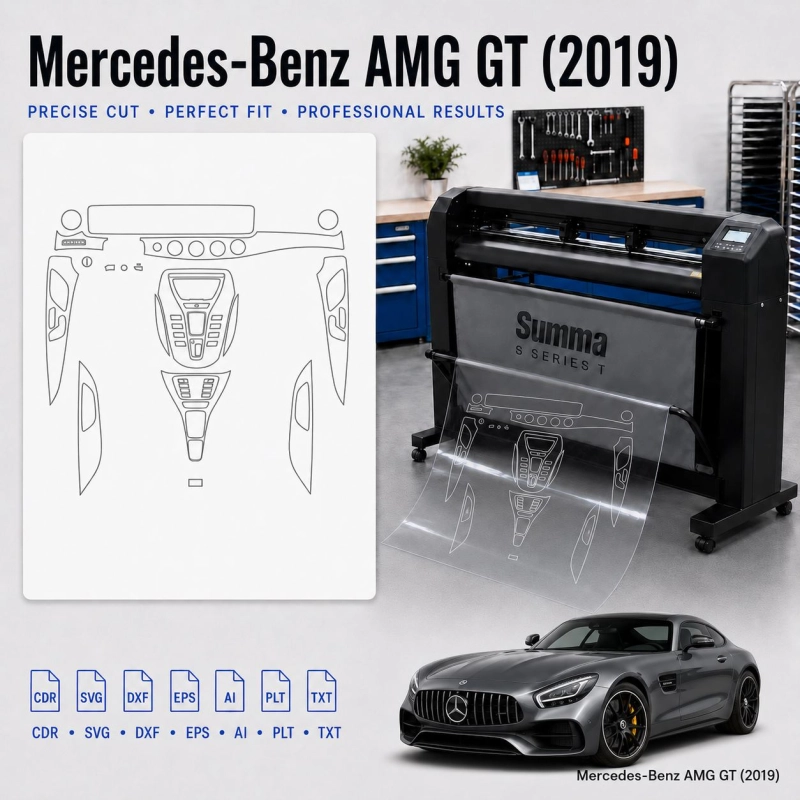 Šablóna rezu interiéru Mercedes Benz Amg GT 2019 pre PPF a fóliu