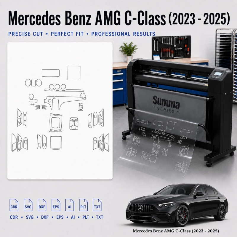 Šablóna rezu interiéru Mercedes Benz Amg C Class 2023 2025 pre PPF a fóliu