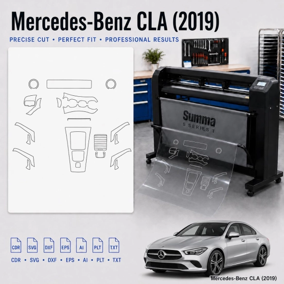 Šablóna rezu interiéru Mercedes Benz A Class 2019 pre PPF a fóliu