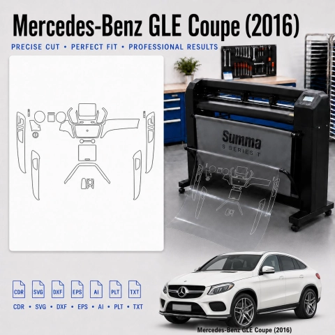 Šablóna rezu interiéru Mercedes Benz GLE Coupe 2016 pre PPF a fóliu