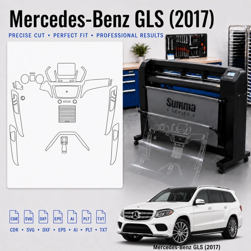 Šablóna rezu interiéru Mercedes Benz Gls 2017 pre PPF a fóliu