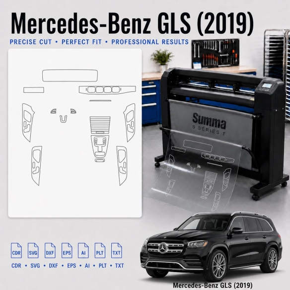 Šablóna rezu interiéru Mercedes Benz Gls 2019 pre PPF a fóliu