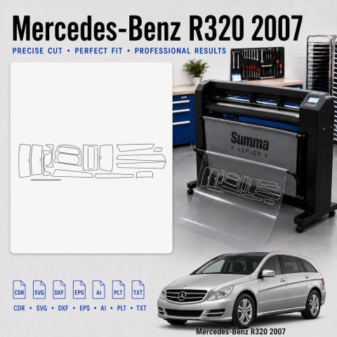 Šablóna rezu interiéru Mercedes Benz R320 2007 pre PPF a fóliu