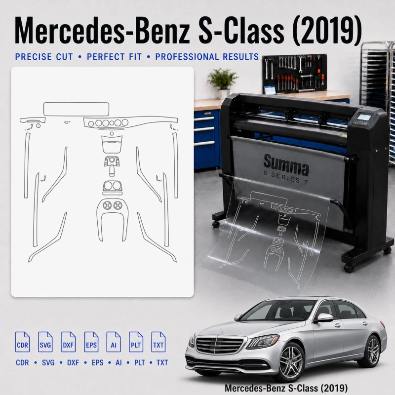 Šablóna rezu interiéru Mercedes Benz S Class 2019 pre PPF a fóliu