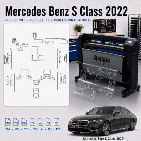Šablóna rezu interiéru Mercedes Benz S Class 2022 pre PPF a fóliu
