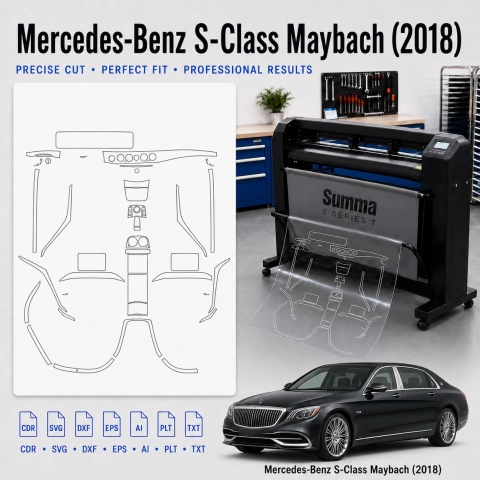 Šablóna rezu interiéru Mercedes Benz S Class Maybach 2018 pre PPF a fóliu