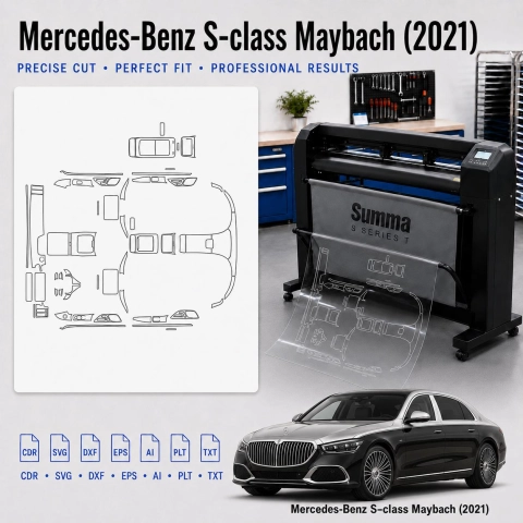 Šablóna rezu interiéru Mercedes Benz S Class Maybach 2021 pre PPF a fóliu