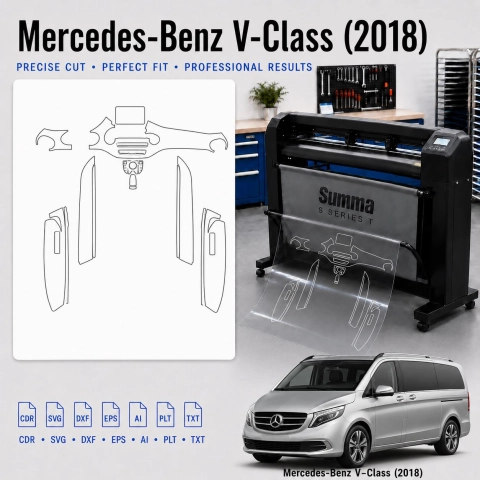 Šablóna rezu interiéru Mercedes Benz V Class 2018 pre PPF a fóliu