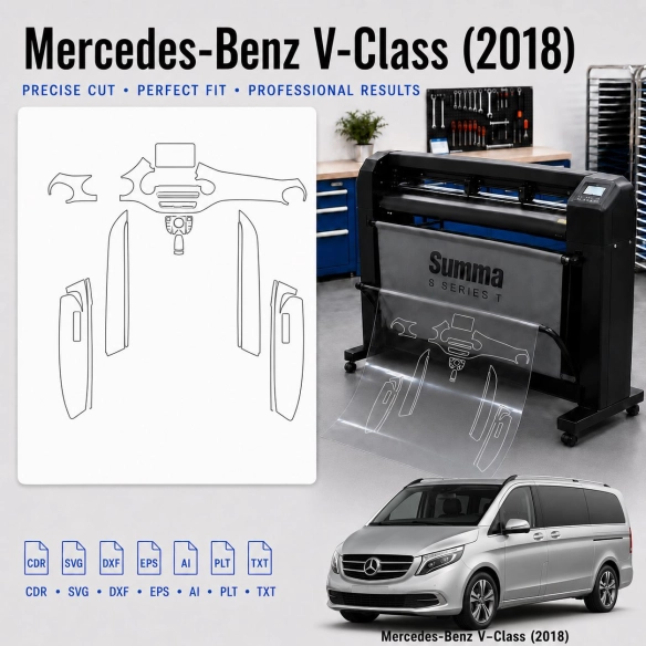Šablóna rezu interiéru Mercedes Benz V Class 2018 pre PPF a fóliu