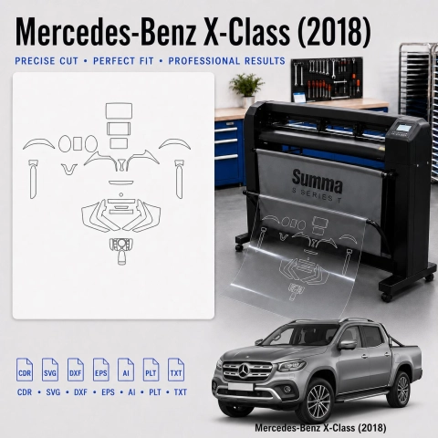 Šablóna rezu interiéru Mercedes Benz X Class 2018 pre PPF a fóliu