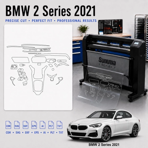 Šablóna rezu interiéru BMW 2 Series 2021 pre PPF a fóliu