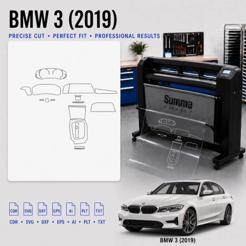 Šablóna rezu interiéru BMW 3 2019 pre PPF a fóliu