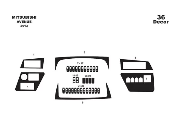 Mitsubishi Aveneu 01.2013 Súprava obloženia palubnej dosky 3D interiéru Dekorácia palubnej dosky 36 dielov - 1