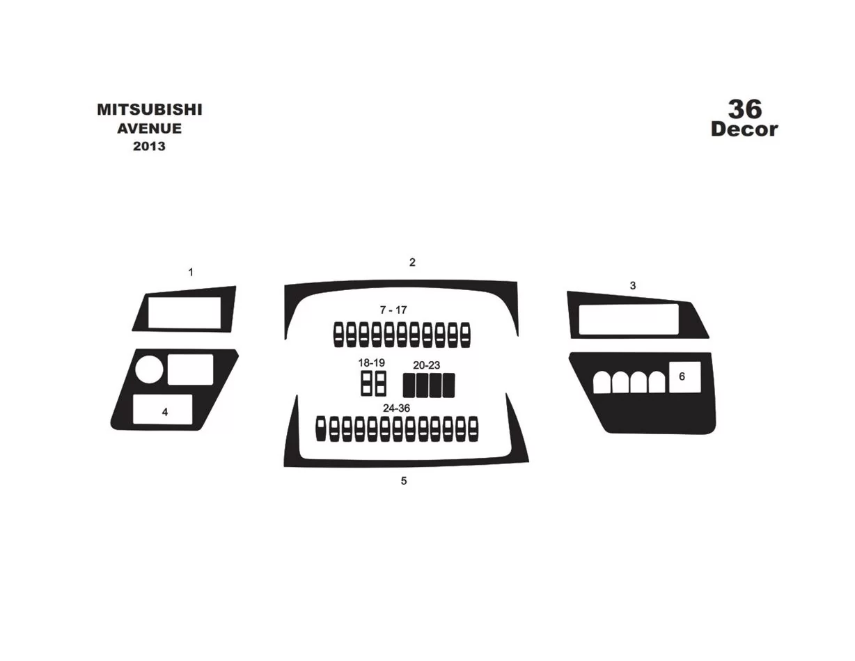 Mitsubishi Aveneu 01.2013 Súprava obloženia palubnej dosky 3D interiéru Dekorácia palubnej dosky 36 dielov - 1