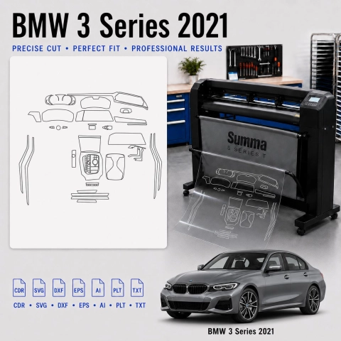 Šablóna rezu interiéru BMW 3 Series 2021 pre PPF a fóliu