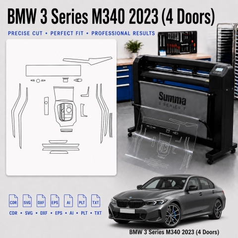 Šablóna rezu interiéru BMW 3 Series M340 2023 4 Doors pre PPF a fóliu
