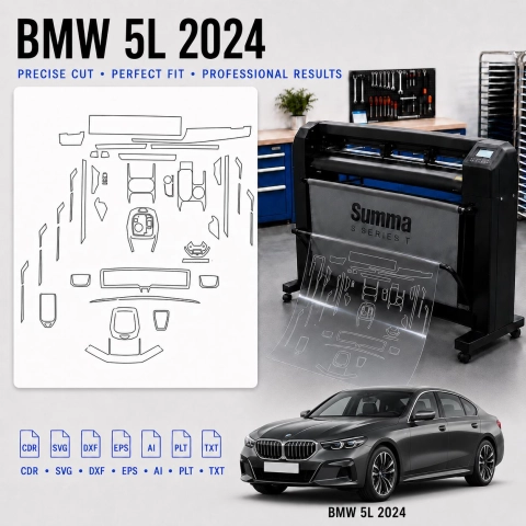 Šablóna rezu interiéru BMW 5L 2024 pre PPF a fóliu